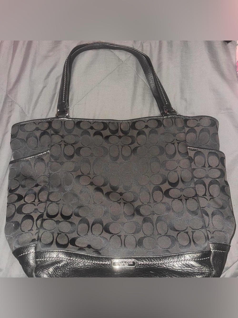 Coach Black Signature Jacquard Tote